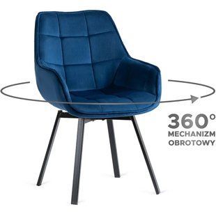 Стул поворотный бархатный MEBEL ELITE LUNA Velvet Темно-синий