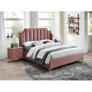 Ліжко Monako Velvet Рожевий 160х200 см SIGNAL