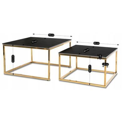Комплект журнальних столів MEBEL ELITE TENOR Marmur 70*70 см Чорний
