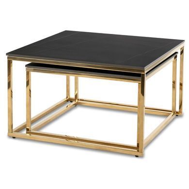 Комплект журнальних столів MEBEL ELITE TENOR Marmur 70*70 см Чорний