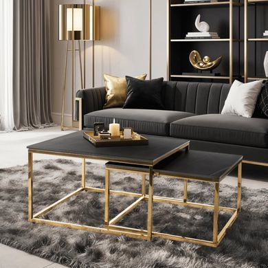 Комплект журнальних столів MEBEL ELITE TENOR Marmur 70*70 см Чорний