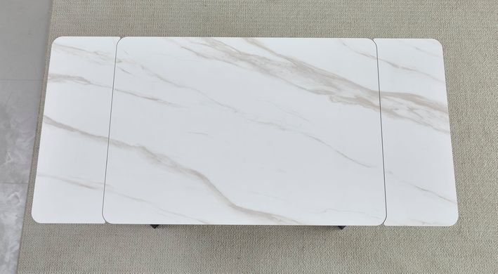 Стіл INTARSIO MADRID CERAMIC 120(180)*85 білий глянець/чорний каркас