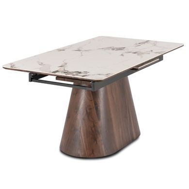 Розкладний обідній стіл MEBEL ELITE LIZBONA 160(200)*90 см Marmur Білий/Горіх