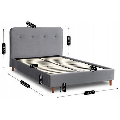 Кровать MEBEL ELITE DENNIS Welur 120x200 см Темно-Серый
