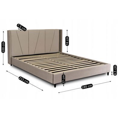 Ліжко MEBEL ELITE SEWILLA Welur 160x200 см Бежевий