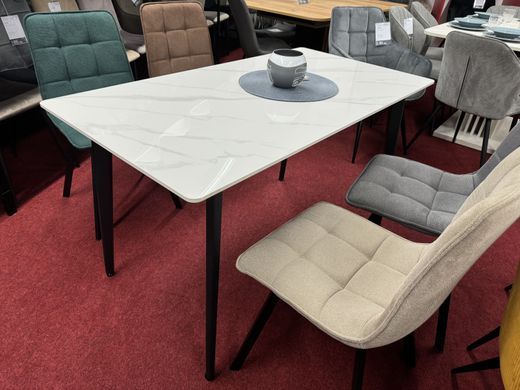 Стіл INTARSIO SABA CERAMIC 130*70 білий глянець/чорний каркас