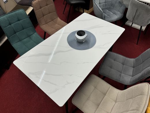 Стіл INTARSIO SABA CERAMIC 130*70 білий глянець/чорний каркас