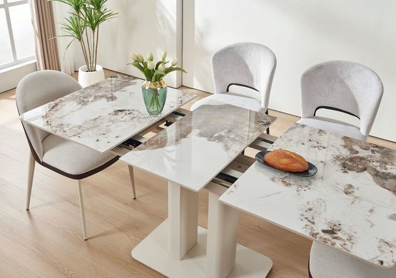 Стіл ROTTERDAM CERAMIC 120(160)*75 білий глянець/кашемір