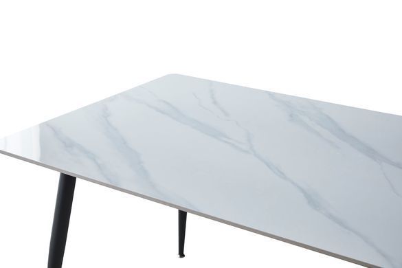 Стіл INTARSIO SABA CERAMIC 130*70 білий глянець/чорний каркас