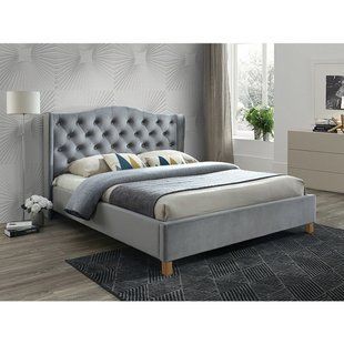 Кровать Aspen Velvet Серый 140х200 см SIGNAL