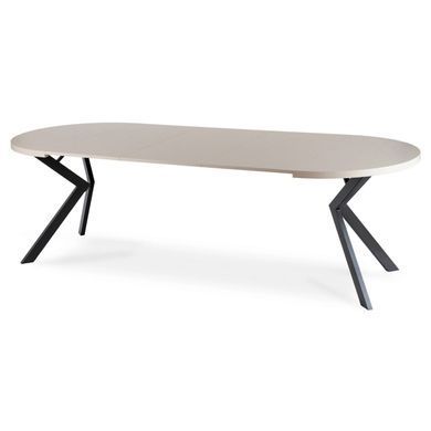 Стіл розкладний круглий MEBEL ELITE LUKAS 100-250х100 см Кашемір/Чорний