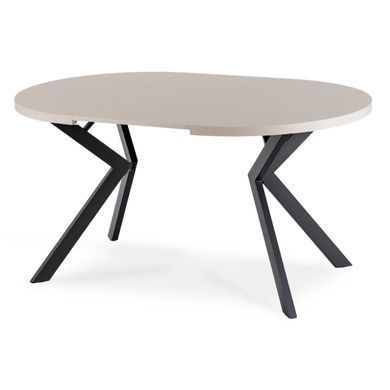 Стіл розкладний круглий MEBEL ELITE LUKAS 100-250х100 см Кашемір/Чорний