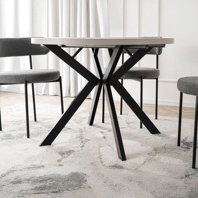 Стіл розкладний круглий MEBEL ELITE LUKAS 100-250х100 см Кашемір/Чорний