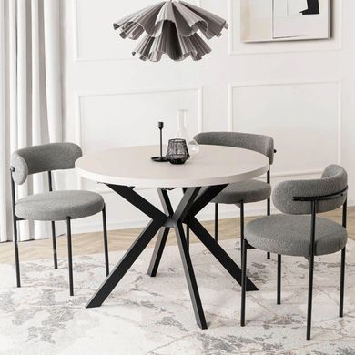 Стіл розкладний круглий MEBEL ELITE LUKAS 100-250х100 см Кашемір/Чорний