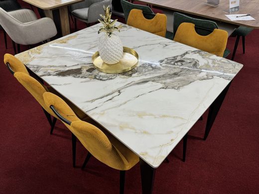 Стіл NORMAN CERAMIC 120*90 gold Phoenix глянець/чорний каркас
