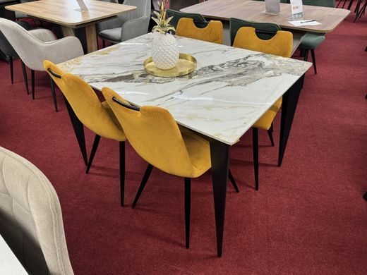 Стіл NORMAN CERAMIC 120*90 gold Phoenix глянець/чорний каркас