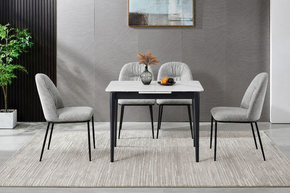 Стіл TALLINN CERAMIC 90(120)*70 білий/чорний каркас