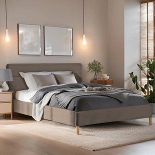 Кровать MEBEL ELITE NICEA Welur 160x200 см Бежевый