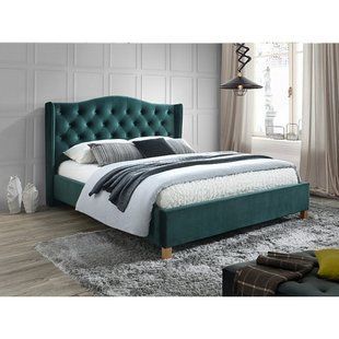 Кровать Aspen velvet Зеленый 140х200 см SIGNAL