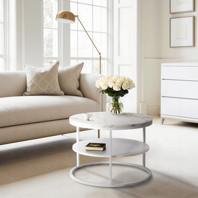 Журнальний стіл MEBEL ELITE BEST Marmur 70*70 см Білий