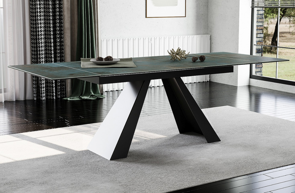 Стол Salvadore Ceramic OSSIDO VERDE 160(240)х90 см Бирюза / Черный Мат SIGNAL
