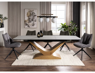 Стіл DOLCE Ceramic STATUARIO VENATO 180(240)x95 см Білий / Дуб SIGNAL