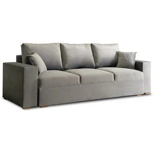 Диван 3-х местный бархатный MEBEL ELITE NICOLO Velvet 238 см серый