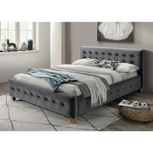 Ліжко Barcelona Velvet Сірий 160х200 см SIGNAL