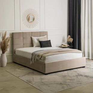 Кровать MEBEL ELITE TINGA Welur 160x200 см Бежевый