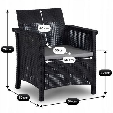 Комплект садових меблів MEBEL ELITE SAVIO Чорний