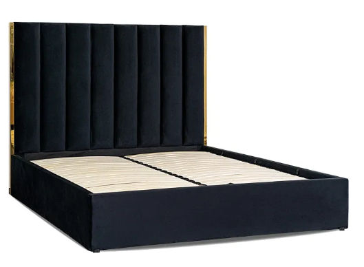 Ліжко двоспальне оксамитове MEBEL ELITE EMILIO Velvet 160x200 см Чорний