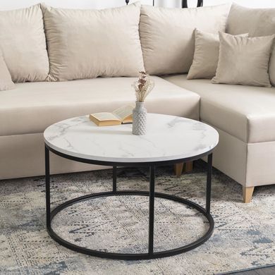 Журнальний столик MEBEL ELITE CONNY MAX 80x80 см Білий мармур