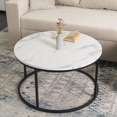 Журнальний столик MEBEL ELITE CONNY MAX 80x80 см Білий мармур
