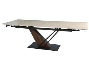 Стіл INTARSIO FERNANDO CERAMIC 180(240)*90 травертин мат/темний горіх