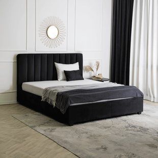 Ліжко двоспальне оксамитове MEBEL ELITE 160x200 MARI Velvet Чорний