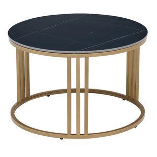 Журнальный стол MEBEL ELITE KORIN Marmur 70*70 см Черный / Золото