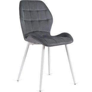 Стул бархатный MEBEL ELITE LUCKY Velvet Серый/Белый
