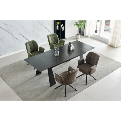 Стол INTARSIO раскладной ARNOLD CERAMIC 180(240)*90 Wic dark grey