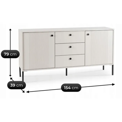 Комод MEBEL ELITE SOFT 2 154 см Кашемир/Черный