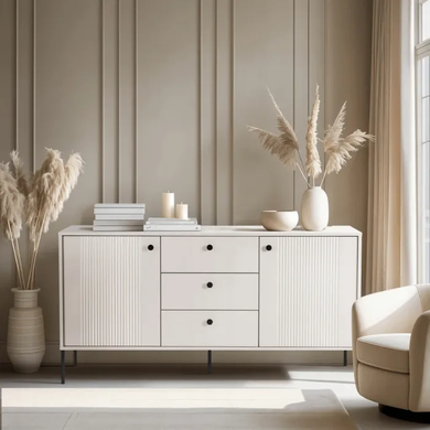 Комод MEBEL ELITE SOFT 2 154 см Кашемир/Черный