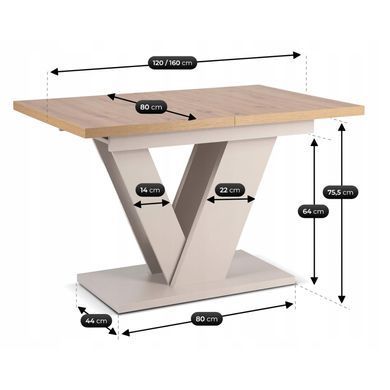 Стол MEBEL ELITE CLARK 120-160 см Дуб Артизан/Кашемир