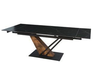 Стіл INTARSIO FERNANDO CERAMIC 160(220)*90 чорний мат/старий дуб
