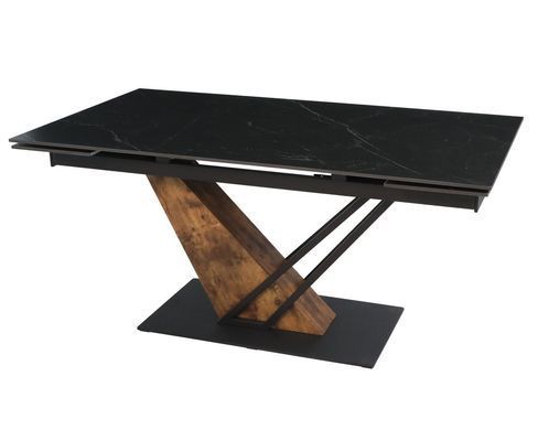 Стол INTARSIO FERNANDO CERAMIC 160(220)*90 черный мат/старый дуб
