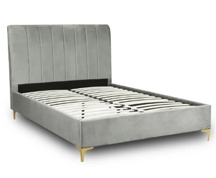 Ліжко двоспальне оксамитове MEBEL ELITE MARCELO Velvet 140x200 см сірий