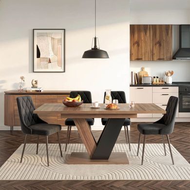 Стол MEBEL ELITE CLARK 120-160 см Орех/Черный