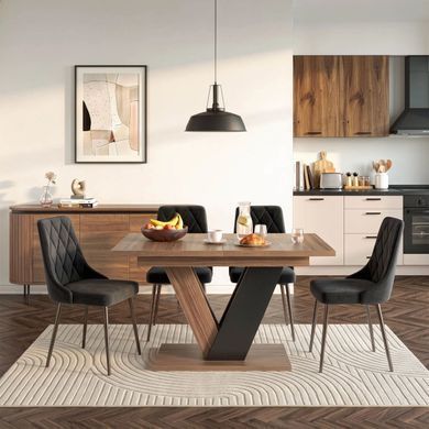 Стол MEBEL ELITE CLARK 120-160 см Орех/Черный