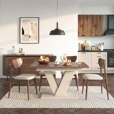 Стіл MEBEL ELITE CLARK 120-160 см Горіх / Кашемір