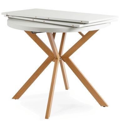 Розкладний обідній стіл MEBEL ELITE DORIAN 80(160)*80 Білий/Золото