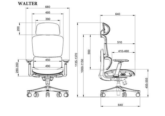 Кресло поворотное INTARSIO WALTER серая сетка/серый каркас