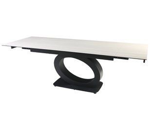 Стіл INTARSIO OVIDIO CERAMIC 160(240)*90 білий дуб/чорний каркас